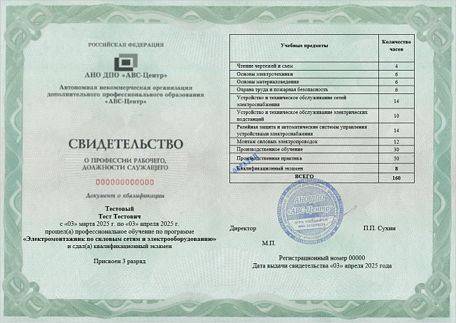 Электромонтажник по силовым сетям и электрооборудованию (2-6 разряд). Обучение дистанционно